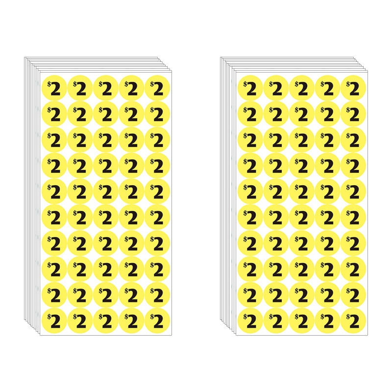 DUGUTUL 1000 pcs $2 Color-Coded Price Stickers for Garage Sale and Flea Market, 3/4"" Diameter - Bold Fonts, Clear Visibility, High Visibility, Easy Organization - Image 1